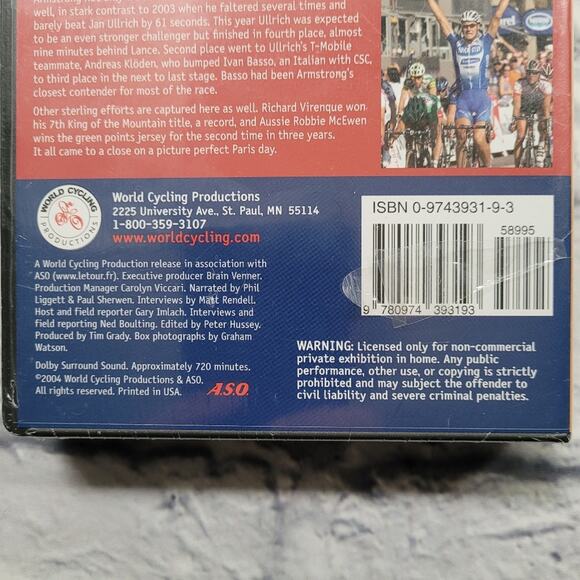 Sealed 2004 Tour de France Lance Armstrong Special Collectors Edition DVD - Picture 6 of 8